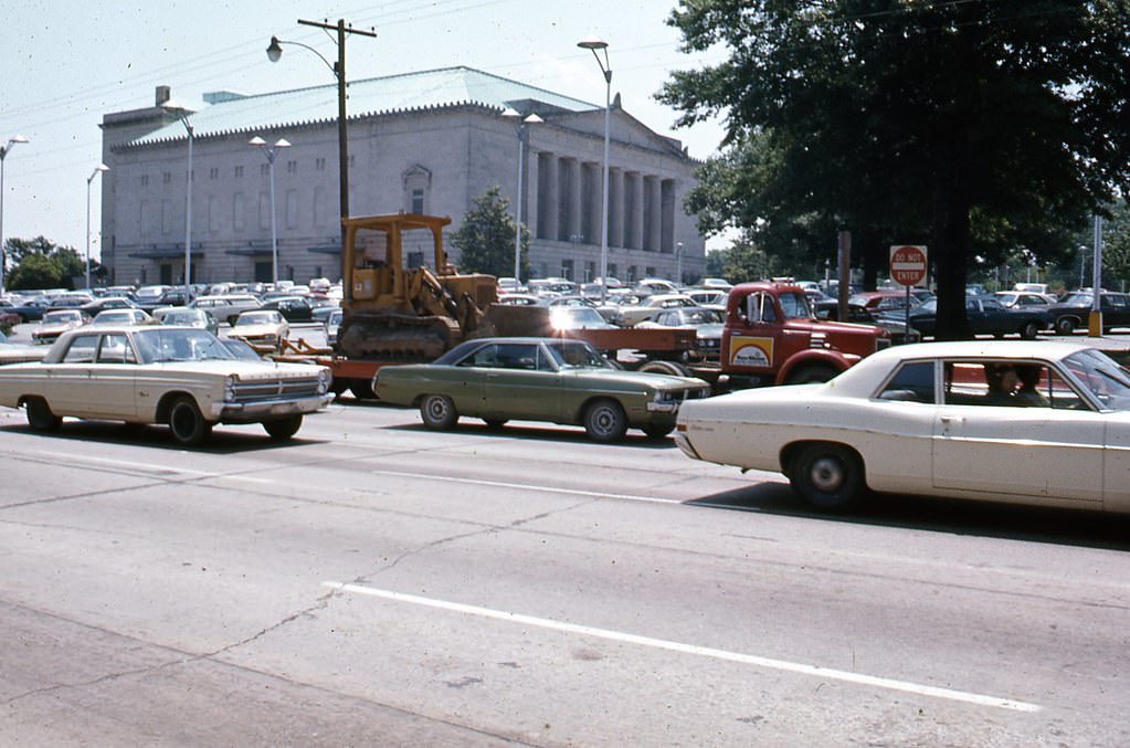 Eastern side of Raleigh Memorial Auditorium from Wilmington Street, 1970s