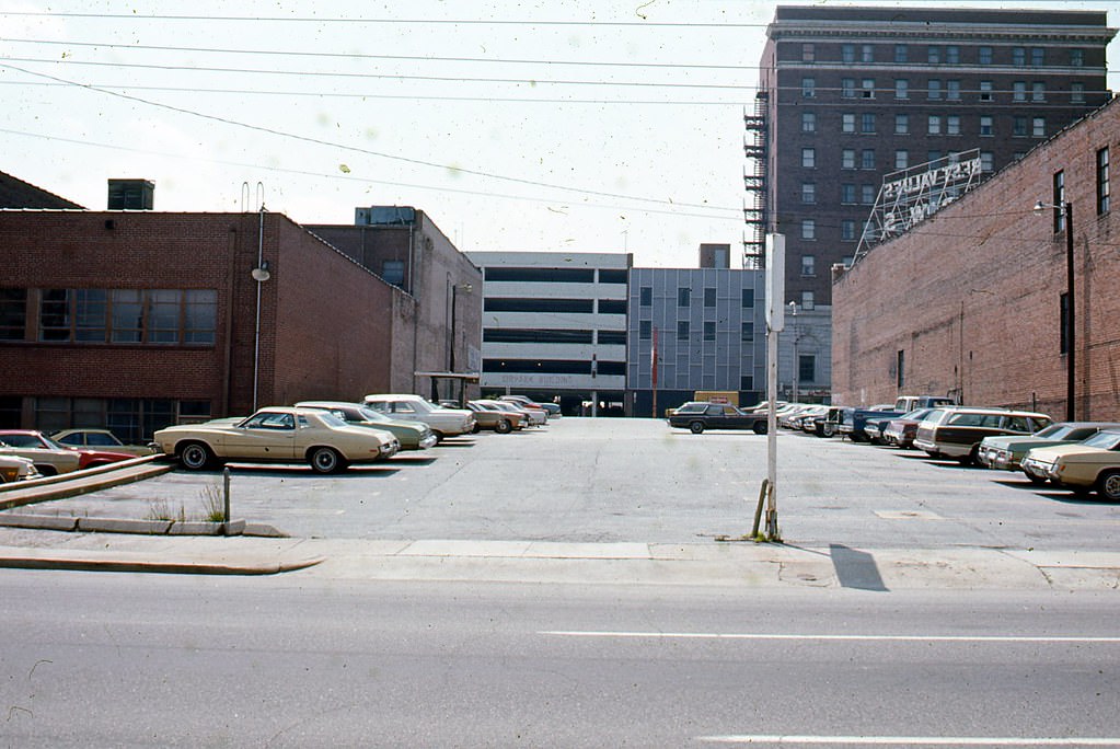 Parking lot on the 400 block of South Wilmington Street, 1970s