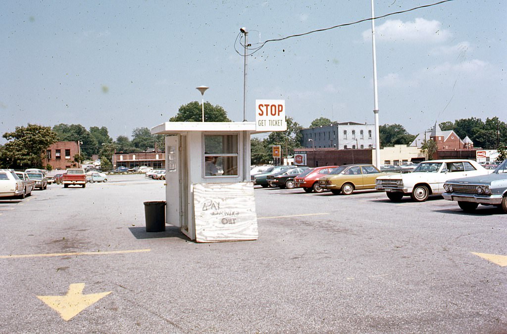Parking lot on the 400 block of South Wilmington Street, Raleigh, 1970s