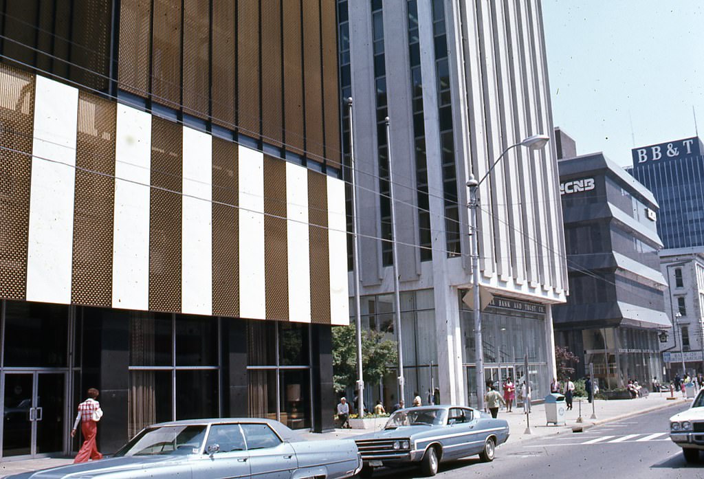 East side of the 200 block of Fayetteville Street in Raleigh, 1970s