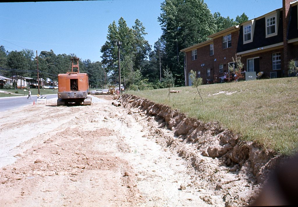 Construction on 2400 block of Rock Quarry Road in Raleigh, 1970s