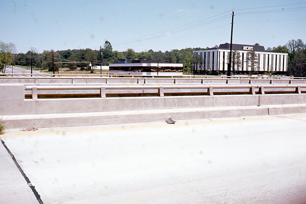 Raleigh Beltline overpass looking north over Wake Forest Road, 1970s