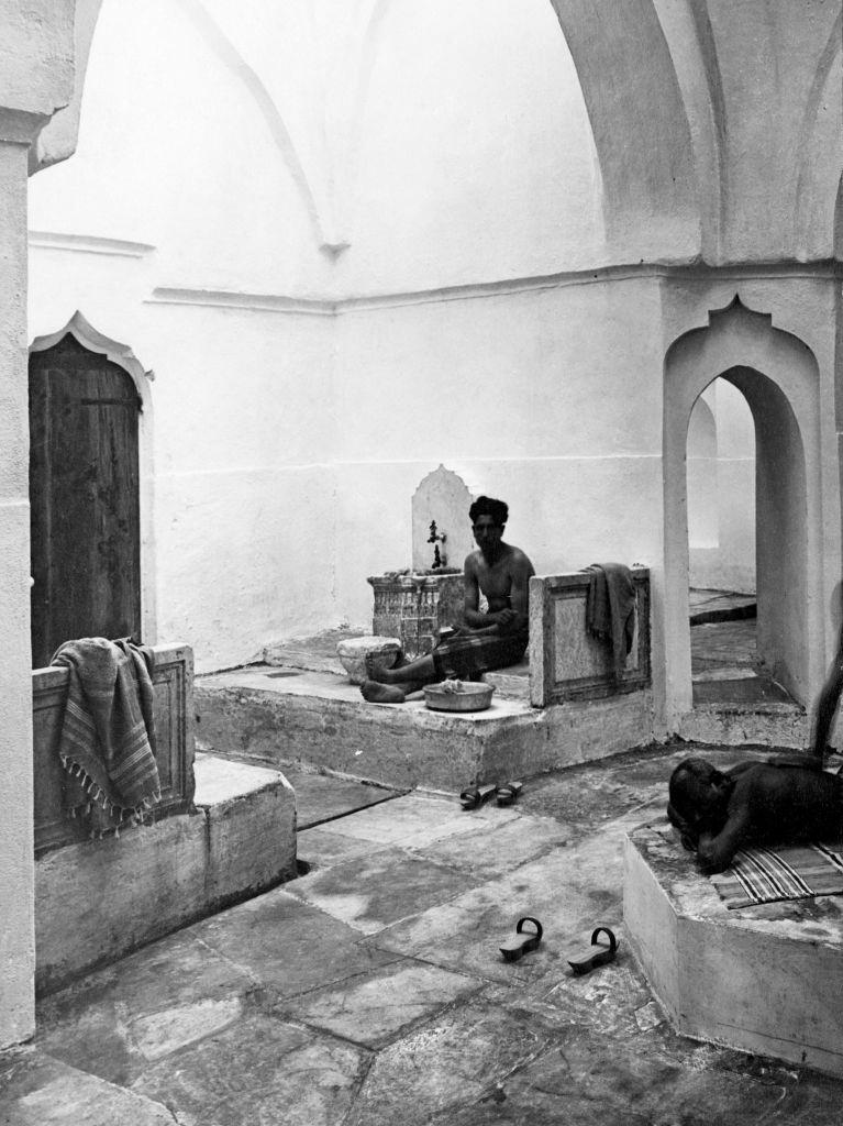 Inside of a turkish bath in Rhodes, 1920s.