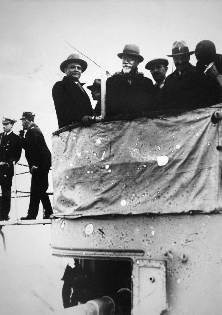 Elefthérios Venizelos on the deck of the cruiser 'Averoff' in Rhodes, Greece, 1930.