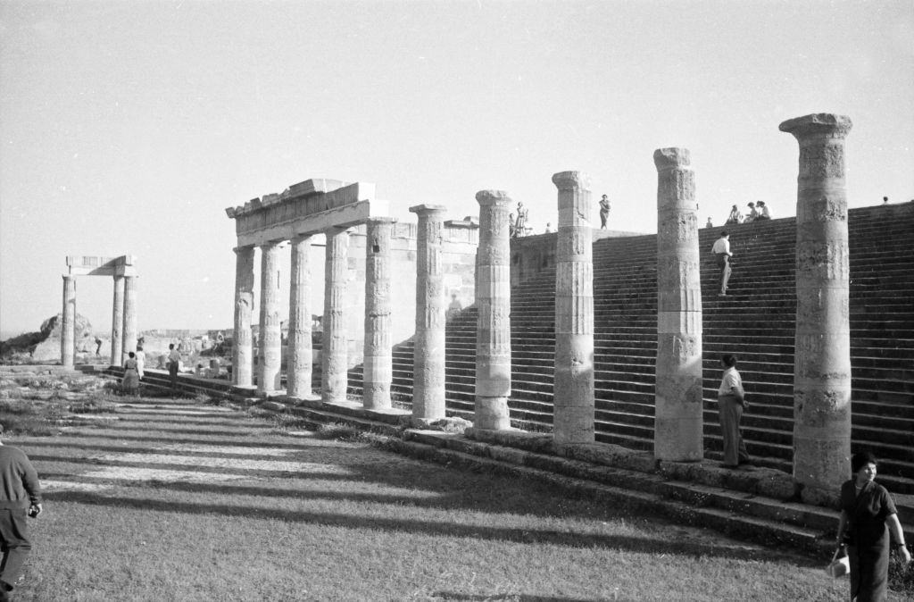 Remains of the ancient temple complex of Ialyssos on Rhodes, Greece 1950s.