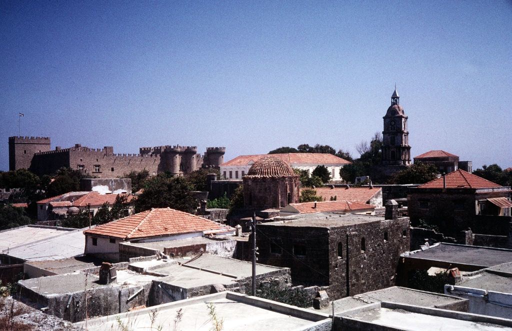 Rooftops in the old city of Rhodes, 1967.