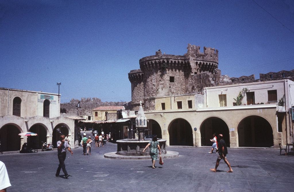Hippokrateous Square in the old city of Rhodes, 1967.