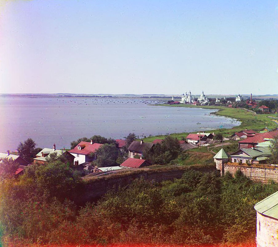 View of Our Savior-Iakovlevskii Monastery, from the tower of the Rostov museum in the Kremlin, 1911