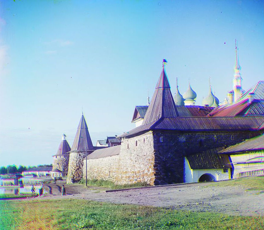 View of the Solovetskii Monastery from land, 1915