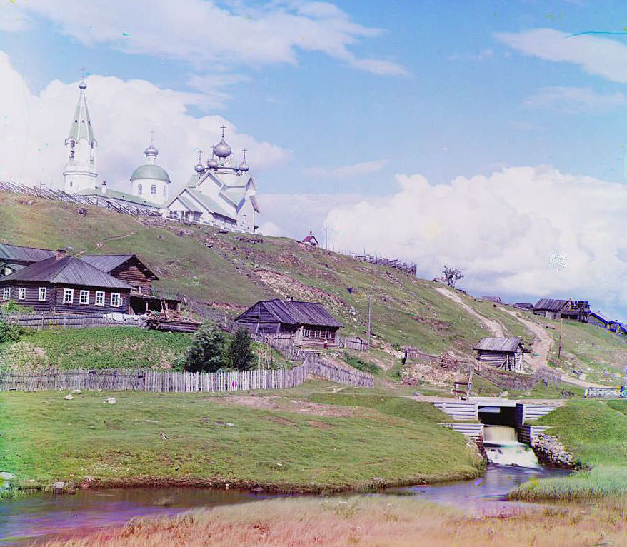 Village of Deviatiny and the Saint Boris dam, 1909