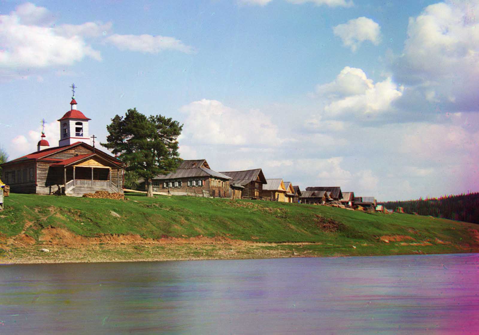 General view of the wharf at Mezhevaya Utka, 1912.