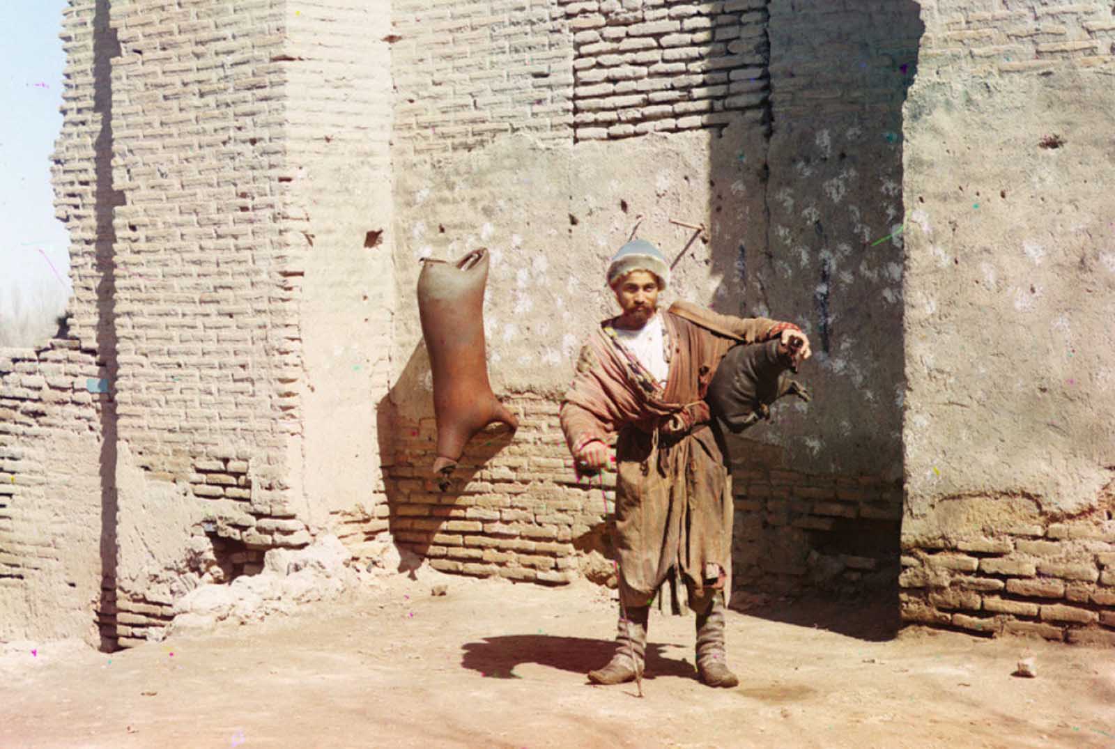 A water-carrier in Samarkand (present-day Uzbekistan), 1910.