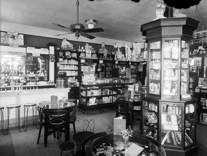 Sixth Avenue Drug Store Interior, 1920.