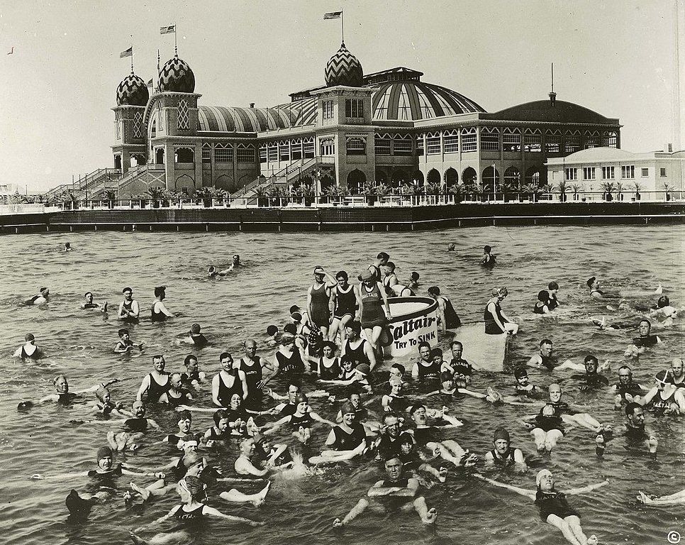 Swimmers at the original Saltair