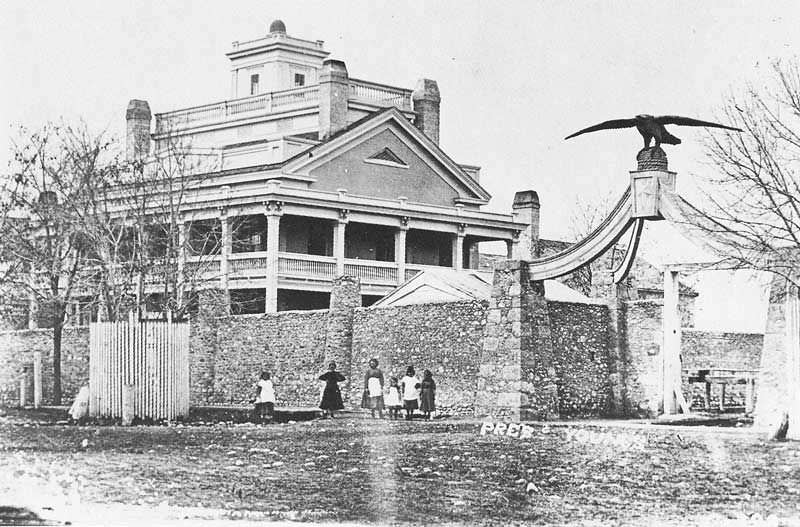 An early view of the Beehive House, the residence of Brigham Young.