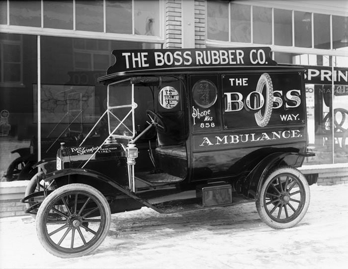 Ambulance, The Boss Rubber Company, Salt Lake City, December 1915.