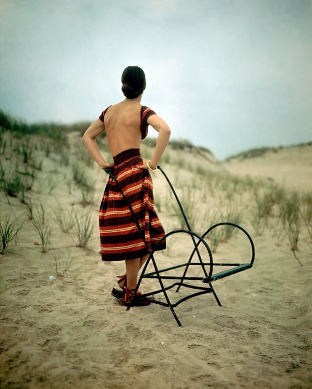 Model in backless beach-dress, 1946