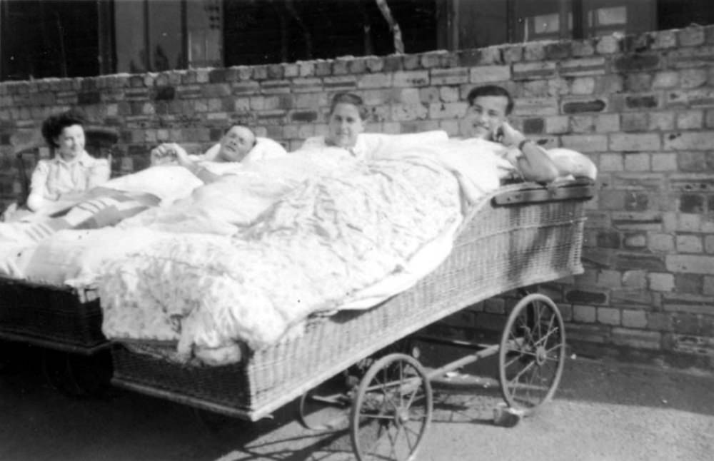 Four patients suffering from TB in Northumberland, 1945.