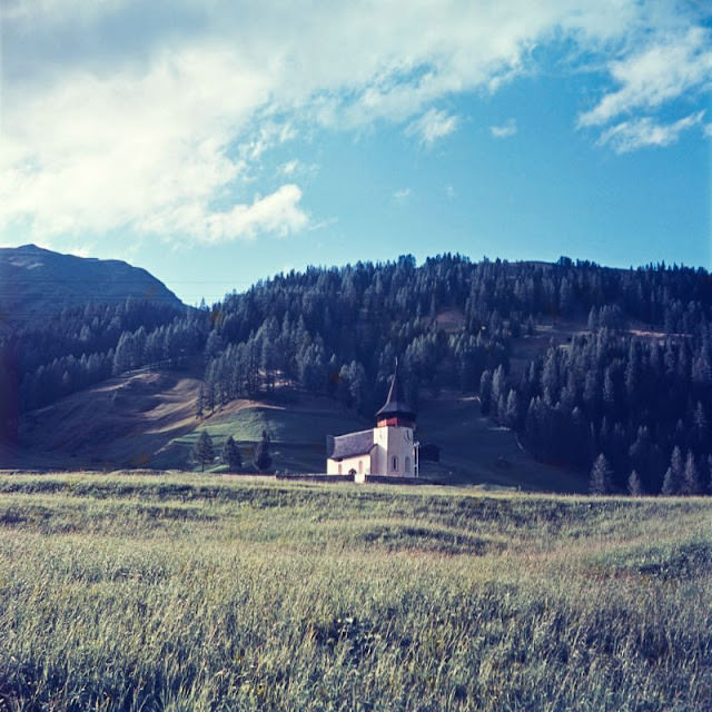 Frauenkirch viewed from Landwasserstrasse, Davos, 1950s