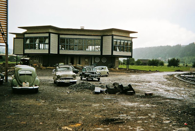 Staff Canteen (or "Welfarehouse") of the Schindler Elevators Factory (under construction), Zugerstrasse 13 6030, Ebikon, 1956