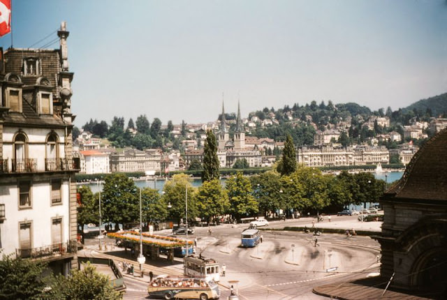 Bus-station ("Bahnhof"), Lucerne, 18 August 1955