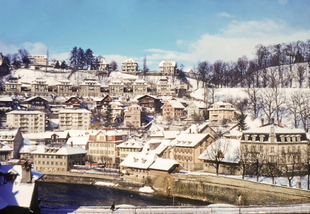 Northerly view from the Nydeggbrücke, Bern, early 1950s