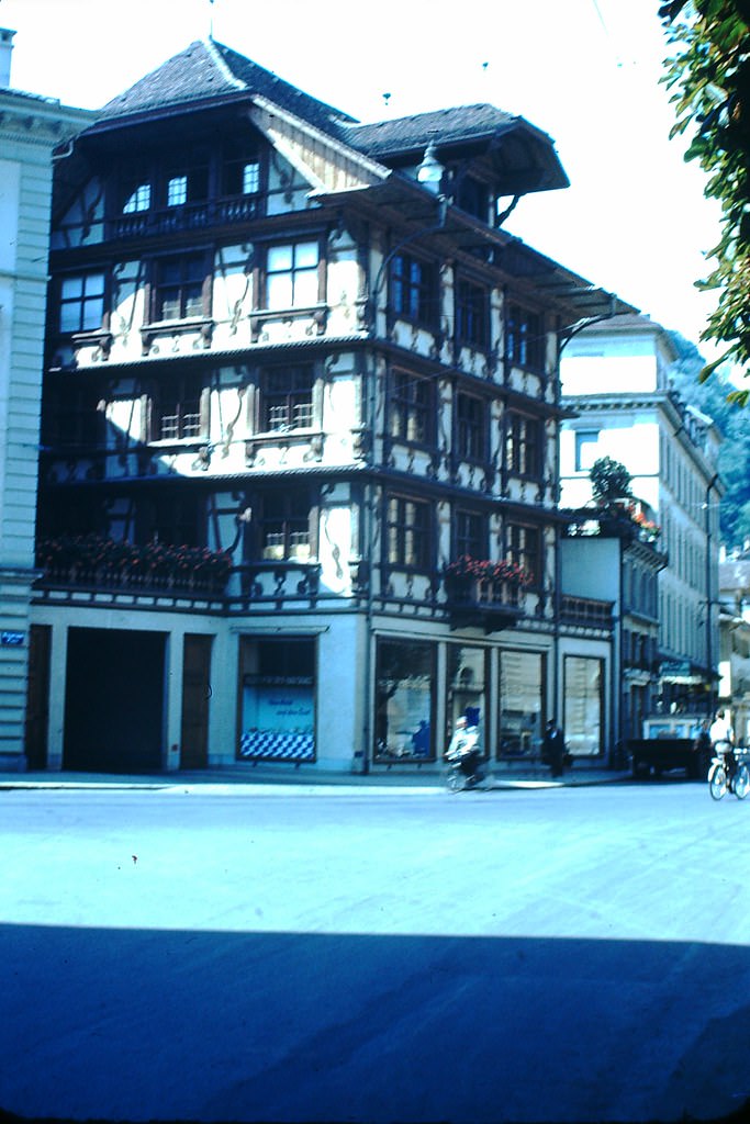 Building in Old Town 16th Century Style of Central, Switzerland, 1953
