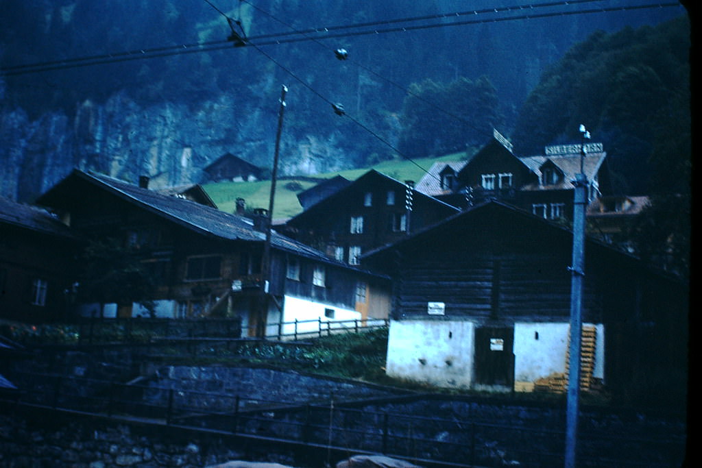 Lauterbrunnen- Very Old building, Switzerland, 1953