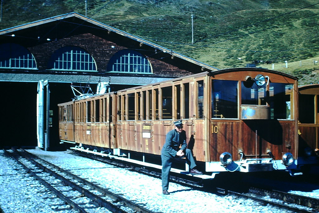 Car to Jungfrau at Kleine Scheidegg, Switzerland, 1953