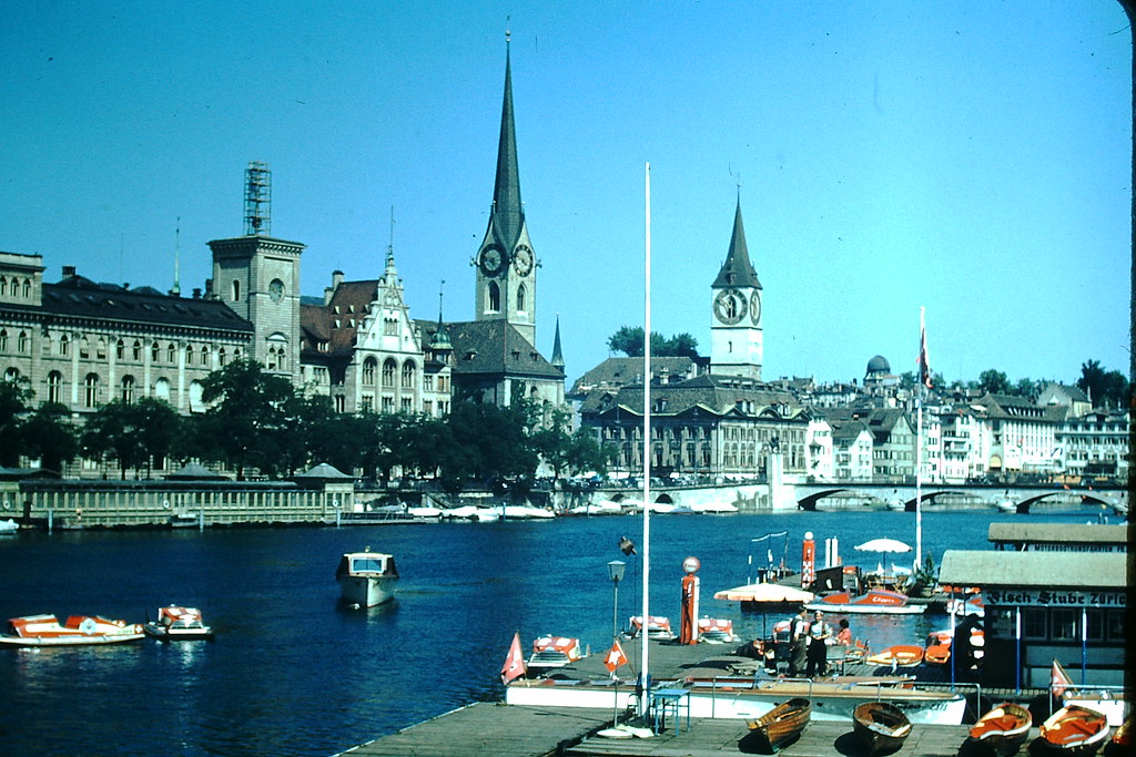 River from Burki-Platz- Zurich, Switzerland, 1953