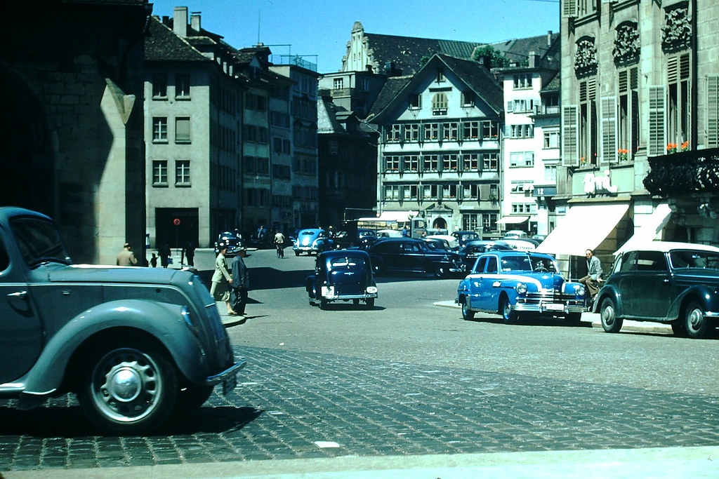 Typical Square- Old Section- Zurich, Switzerland, 1953