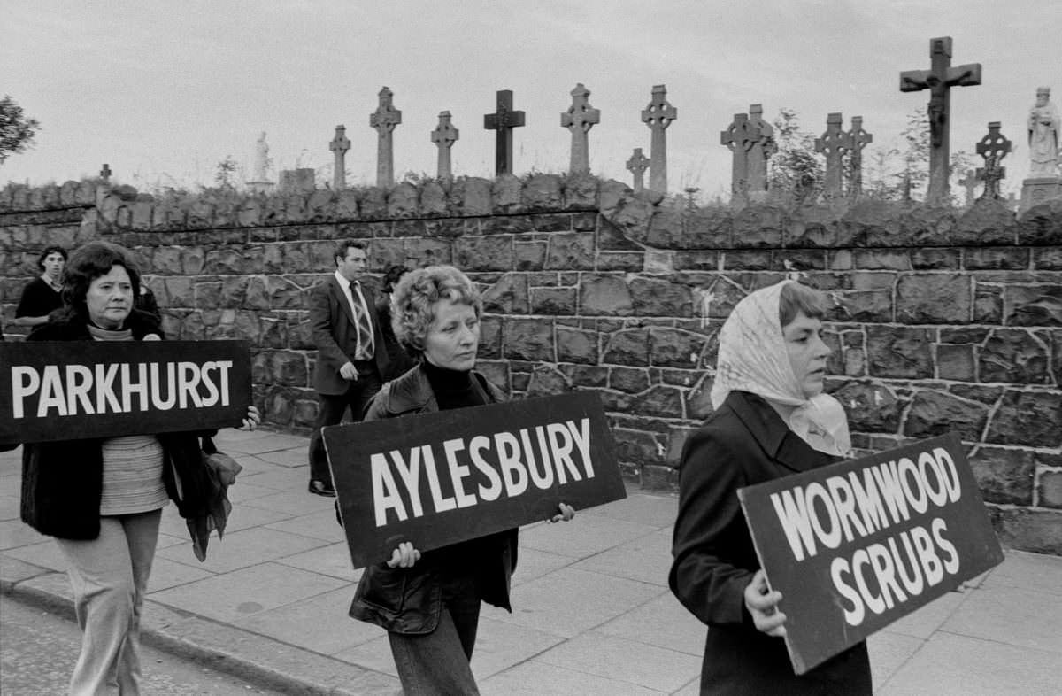Women protesting about conditions in English jails, Belfast, Northern Ireland, 1978
