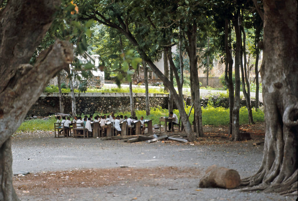 Liquica - school on the beach, Timor, 1970s