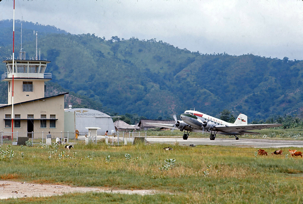 Dili airport Zamrud DC3, Timor, 1970s