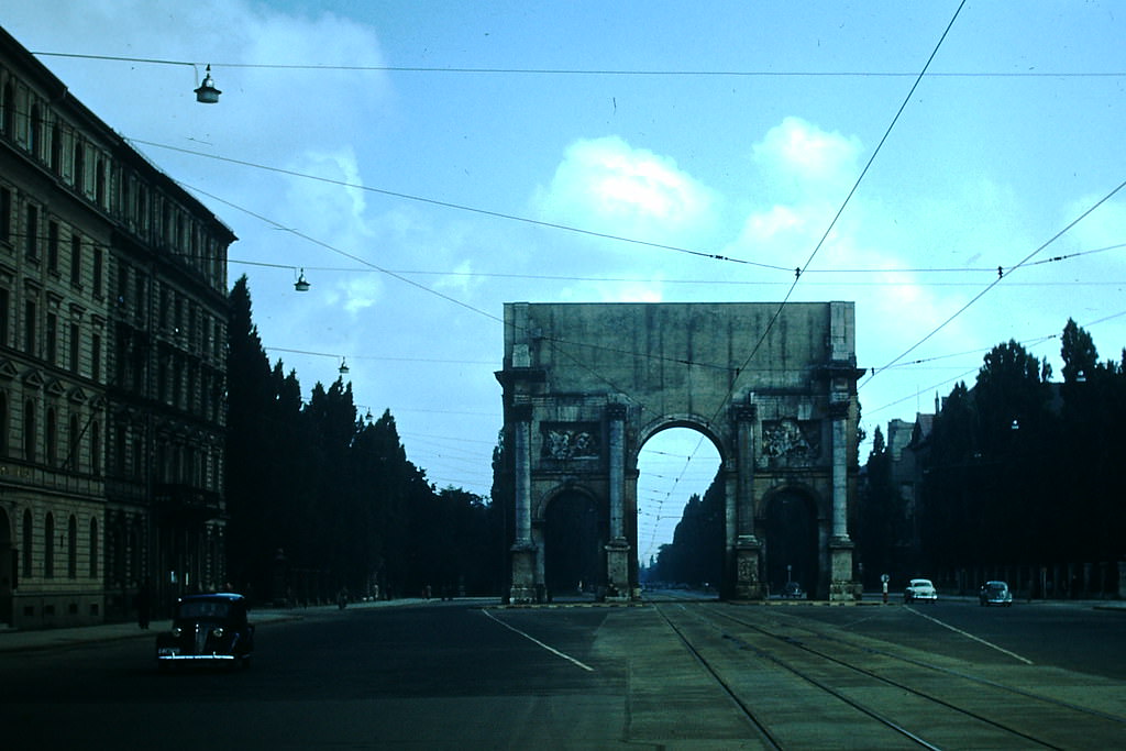 Victory Arch- Ludwigstrasse- Munich, Germany, 1953