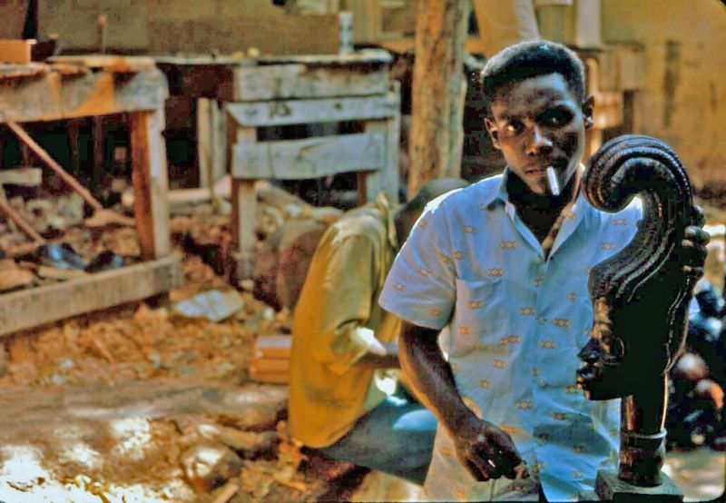 Mahogany workshop, Haiti, 1960s