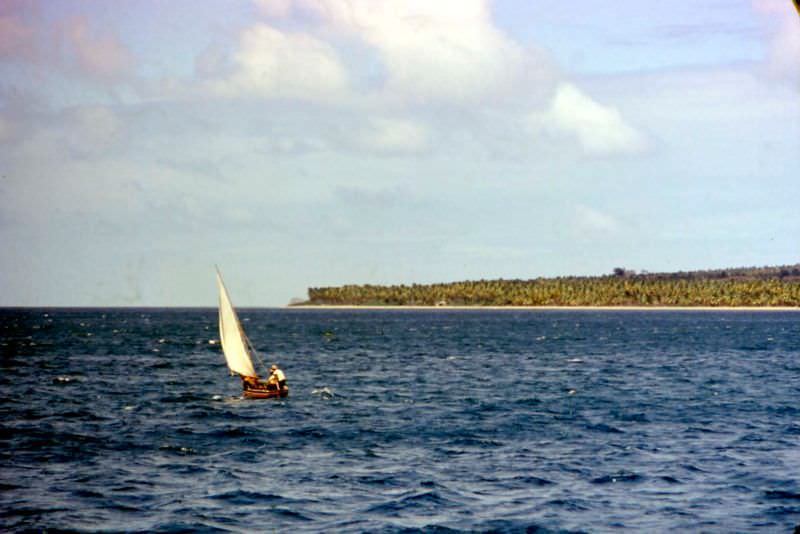 Sailboat off Nevis, 1960s