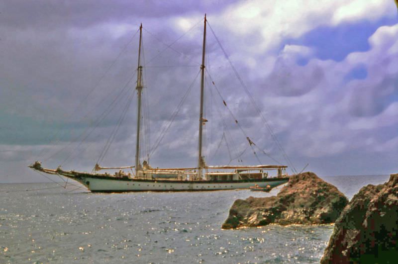 Yankee Clipper at anchor off, Saba, 1960s