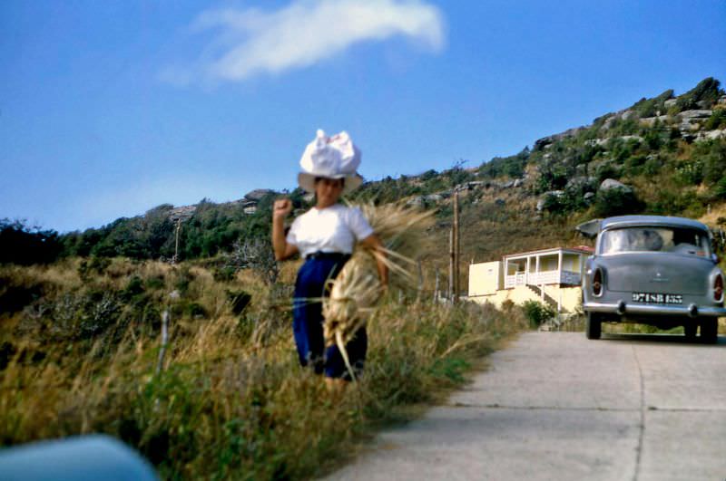 Woman with rattan, St Barts, 1960s