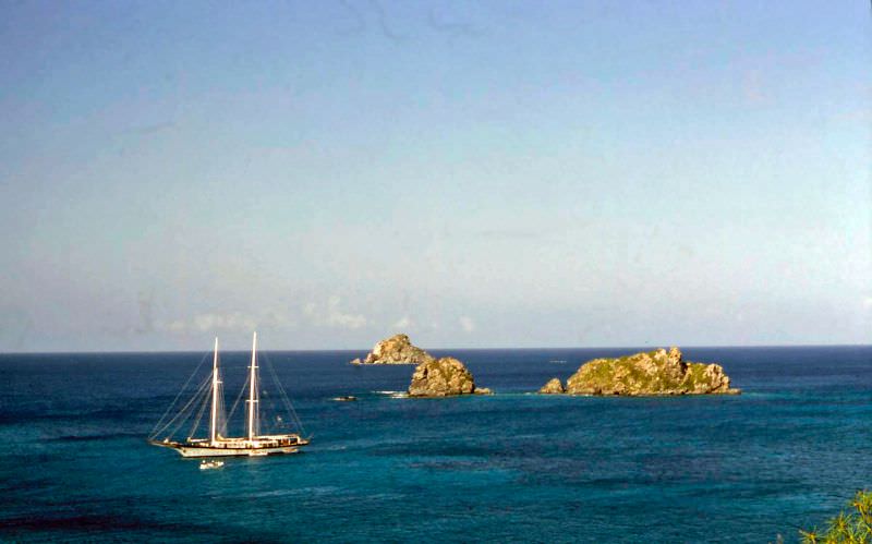 Yankee Clipper at anchor off St. Barts, St Barts, 1960s