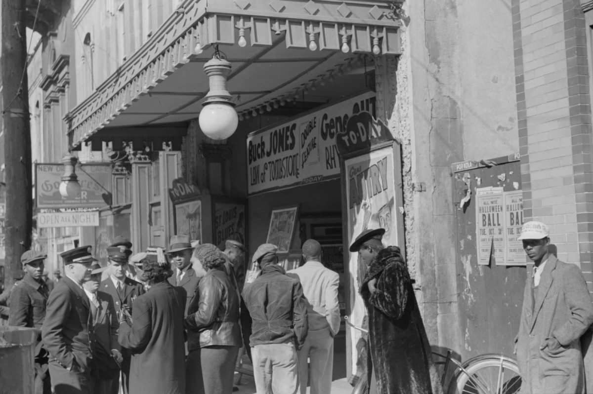 Outside the movie house, Beale Street, Memphis, Tennessee, October 1939.