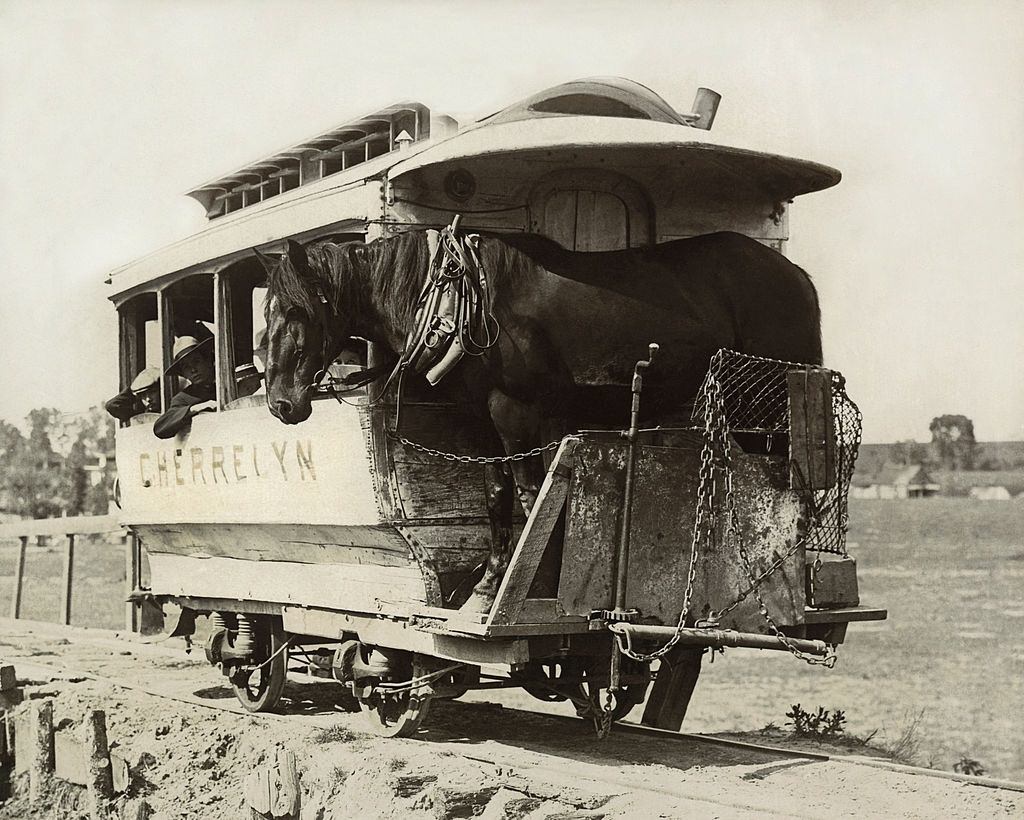 The Cherrelyn Horse Car Line is the only gravity car line in the world, Denver, 1890.