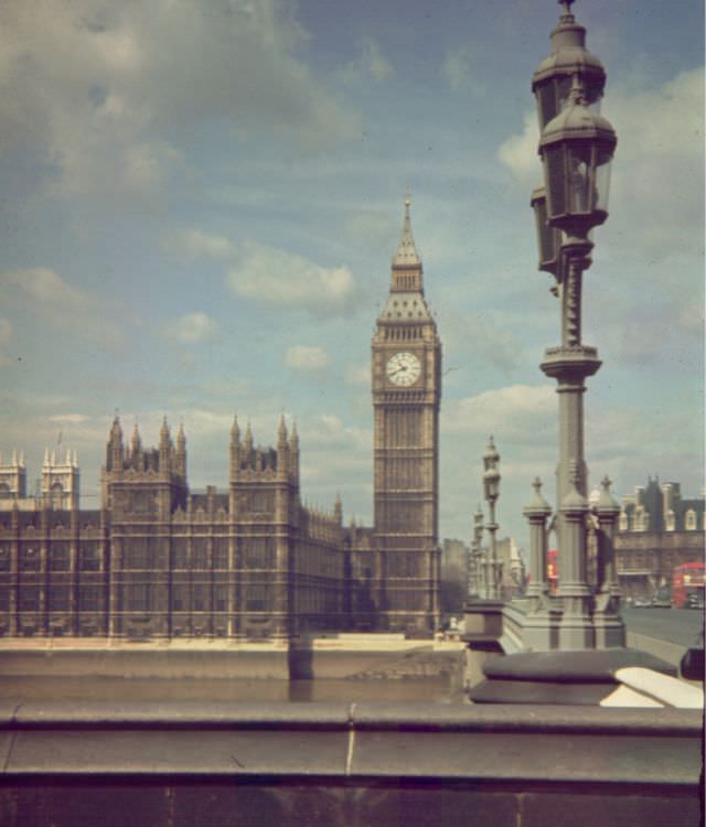 Big Ben across Westminster Bridge, 1962