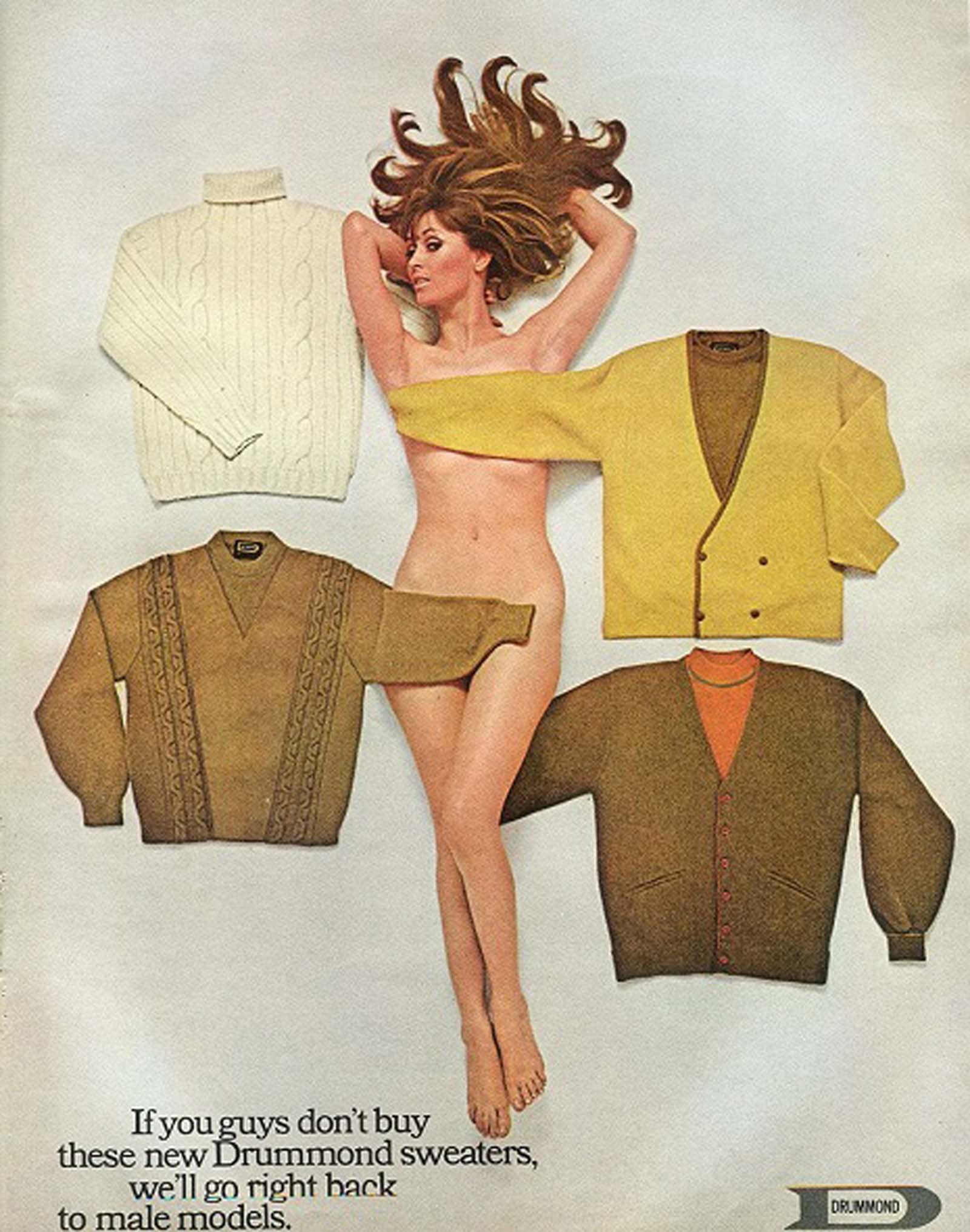 An ad for Drummond sweaters.