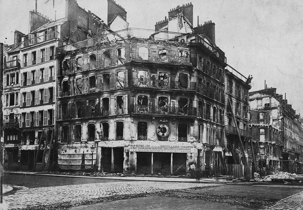 Buildings bombarded by the German occupation troops in the Paris Commune, during the Franco-Prussian War.