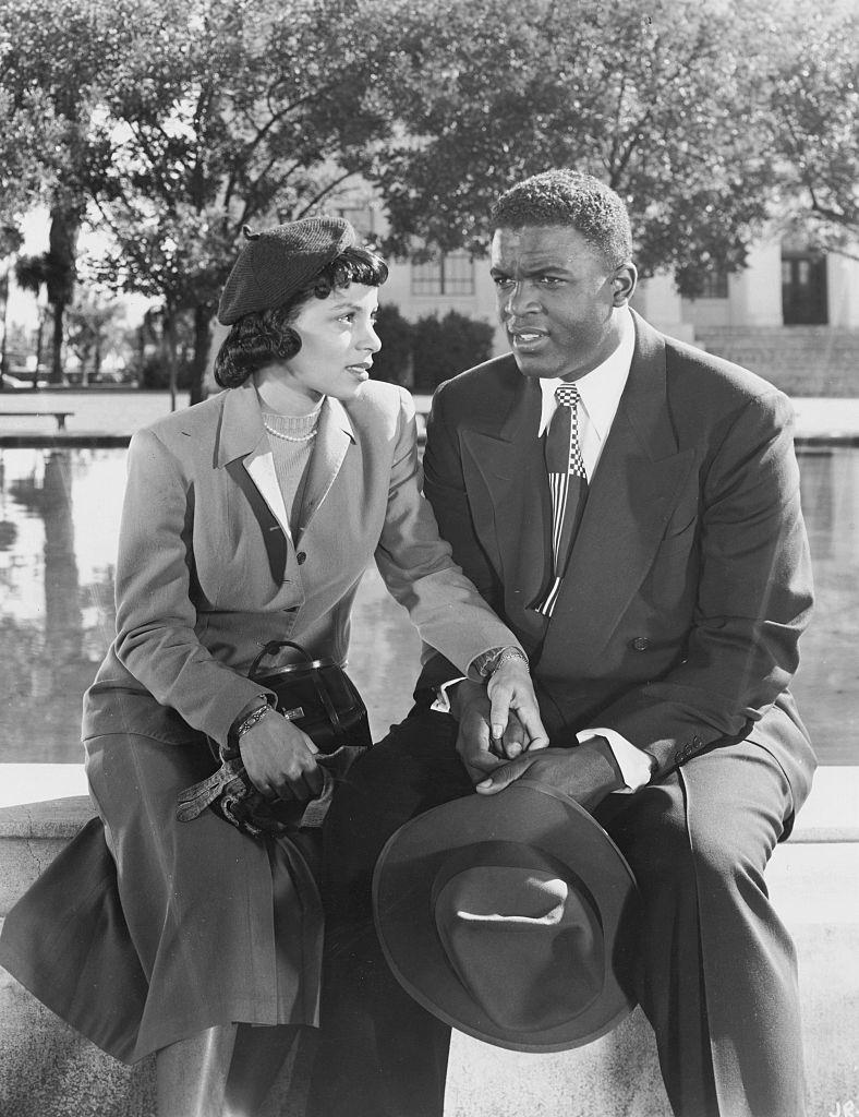 Ruby Dee and Jackie Robinson from the movie 'The Jackie Robinson Story', 1950.