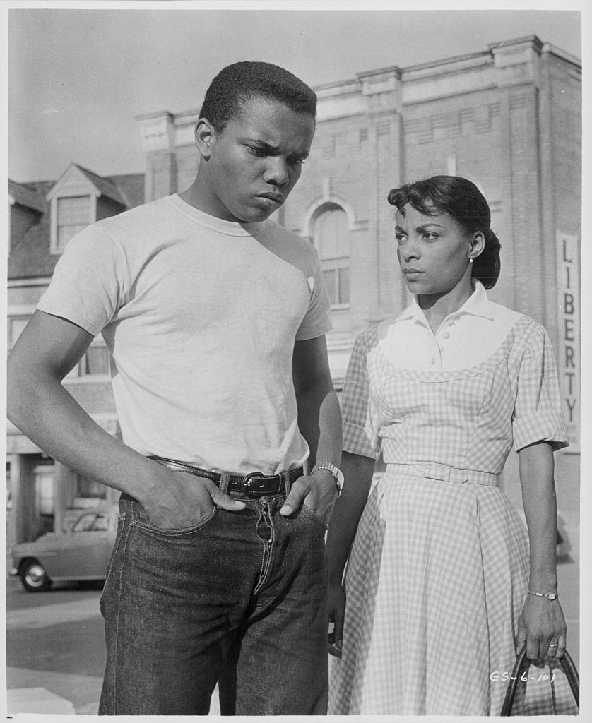 Ruby Dee and Johnny Nash in a scene from the movie 'Take a Giant Step', 1959.