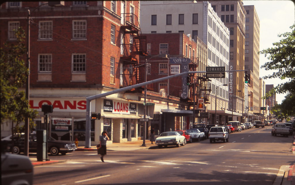 Milam Street at Edwards, downtown Shreveport, 1990s