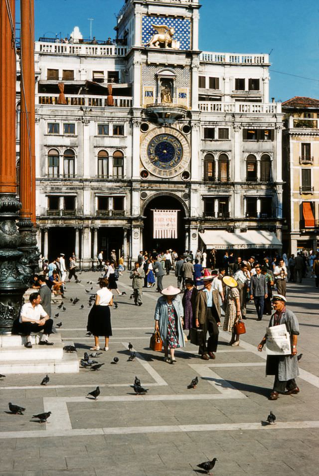 Torre dell'Orologio on St Mark's Square (Piazza San Marco), Venice, early 1950s