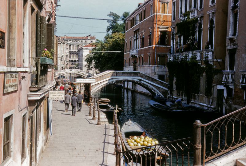 Northerly view along Rio di S. Lorenzo from Ponte dei Greci, Venice, 1950s